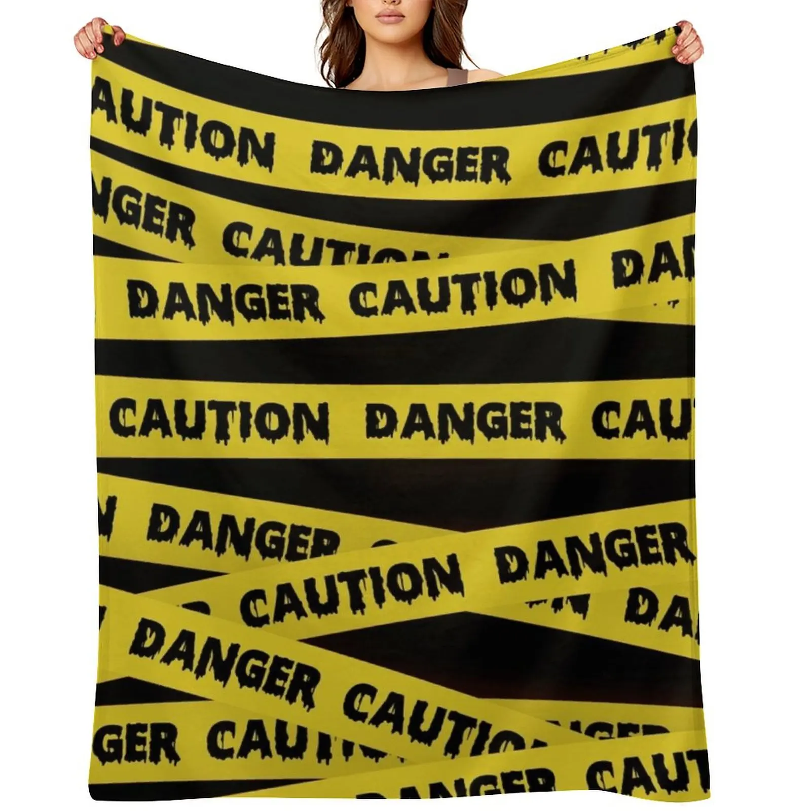 

Caution Tape Danger Crime Scene Tape Throw Blanket Flannel Fabric Personalized Gift Hair Weighted Blankets