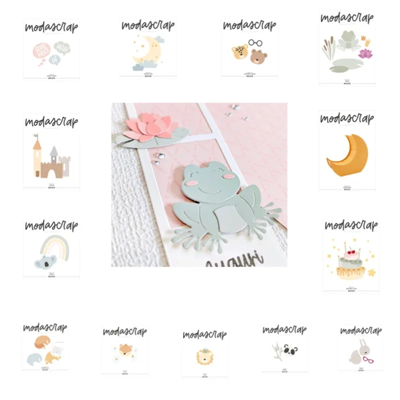 Lion Panda Animal Body Fox Koala Birthday Cake  Metal Cutting Dies Silicone Stamps Scrapbooking Stencil Photo Album Card DIY
