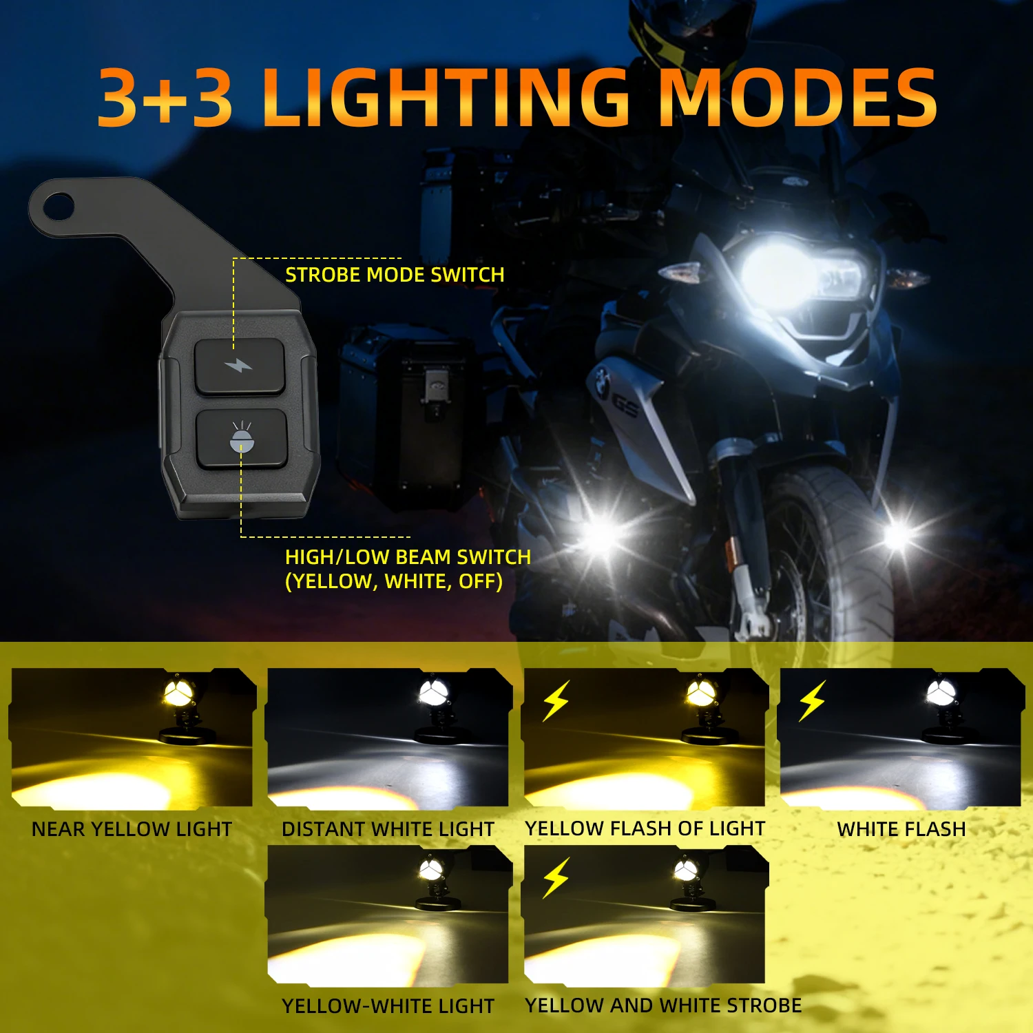 Motorcycle  Fog Lights 6000K 3500K LED Off Road Driving Light Wire Harness Switch 6000K for ATV Truck Dirt Bike SUV UTV view 4