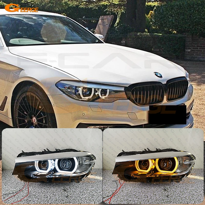 

For BMW 5 Series G30 G31 G38 F90 M5 Ultra Bright Switchback Day Light Turn Signal DTM Style LED Angel Eyes Kit Halo Rings