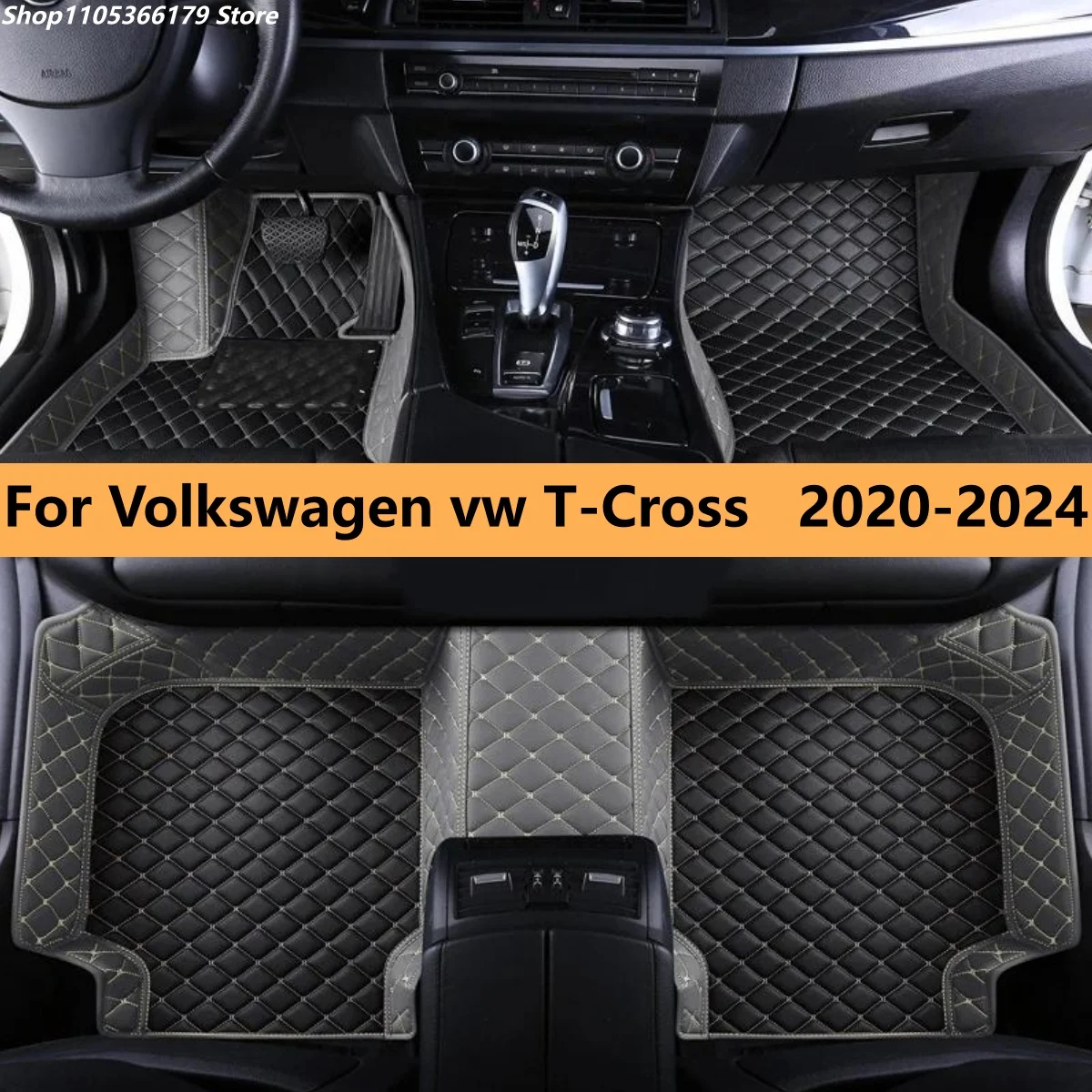 

For Volkswagen vw T-Cross Tcross 2020 2021 2022 2023 2024 Auto Front Rear Row Full Set Leather Carpet Pads Foot Mat