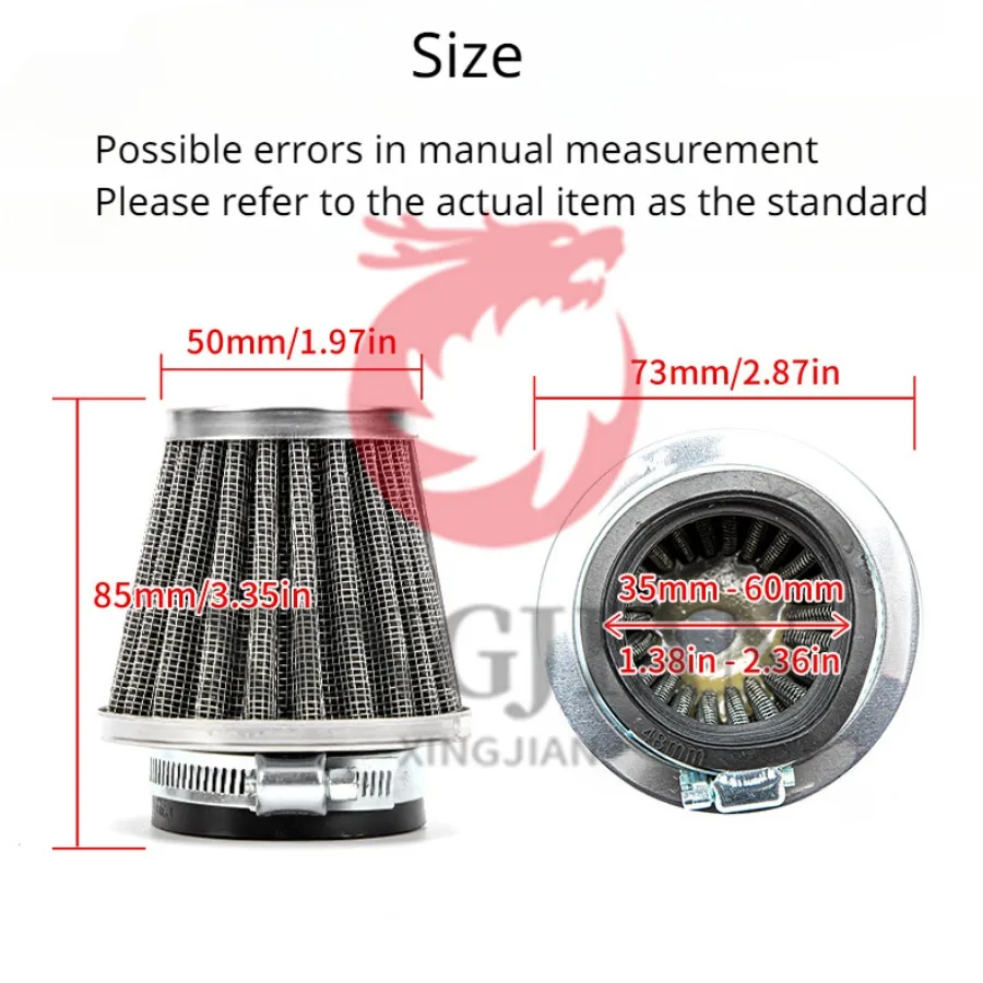 28MM 35MM-60MM Universal Motorcycle Carburetors Air Filter Nonwoven Filter Material Mushroom Head Intake Cleaner Accessories