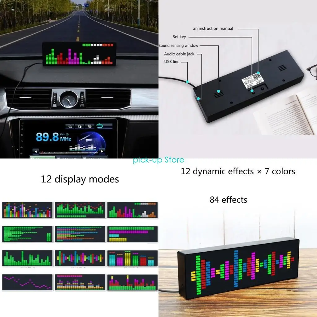 

Q5WA Светодиодный дисплей музыкального спектра RGB Цветной 1624RGB Датчик ритма и уровня освещенности Голосовой датчик