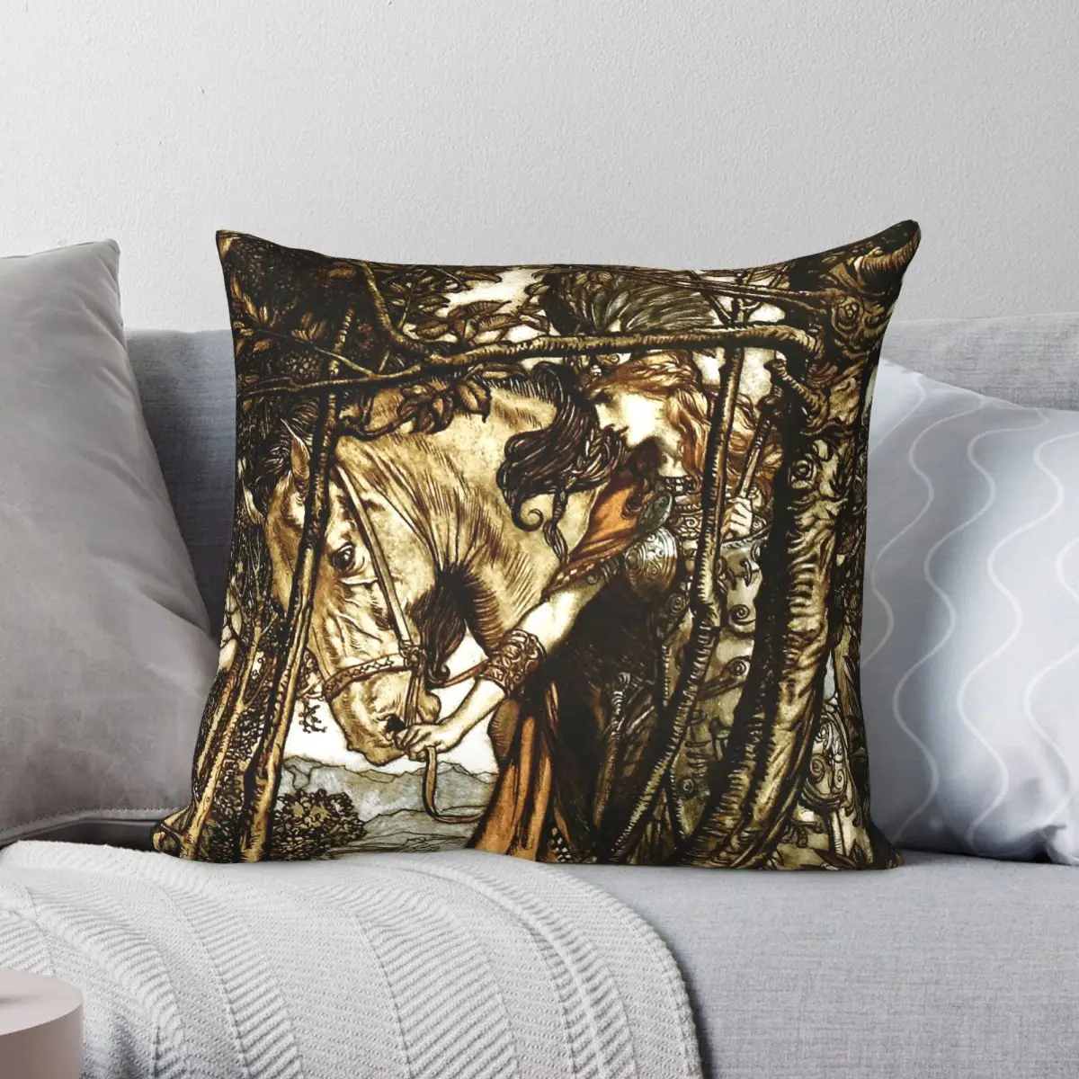 Arthur Rackham Rheingold Valkyrie Square Pillowcase Polyester Linen Velvet Decorative Throw Pillow Case Sofa Cushion Cover 18