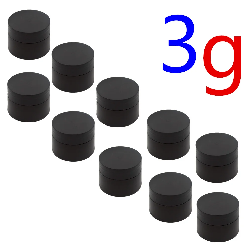 Słoik kosmetyczny 3g, dwuwarstwowy, pogrubiony, czarny, plastikowy, pusty, pojemnik na krem do twarzy, balsam, podróżny, do wielokrotnego napełniania.