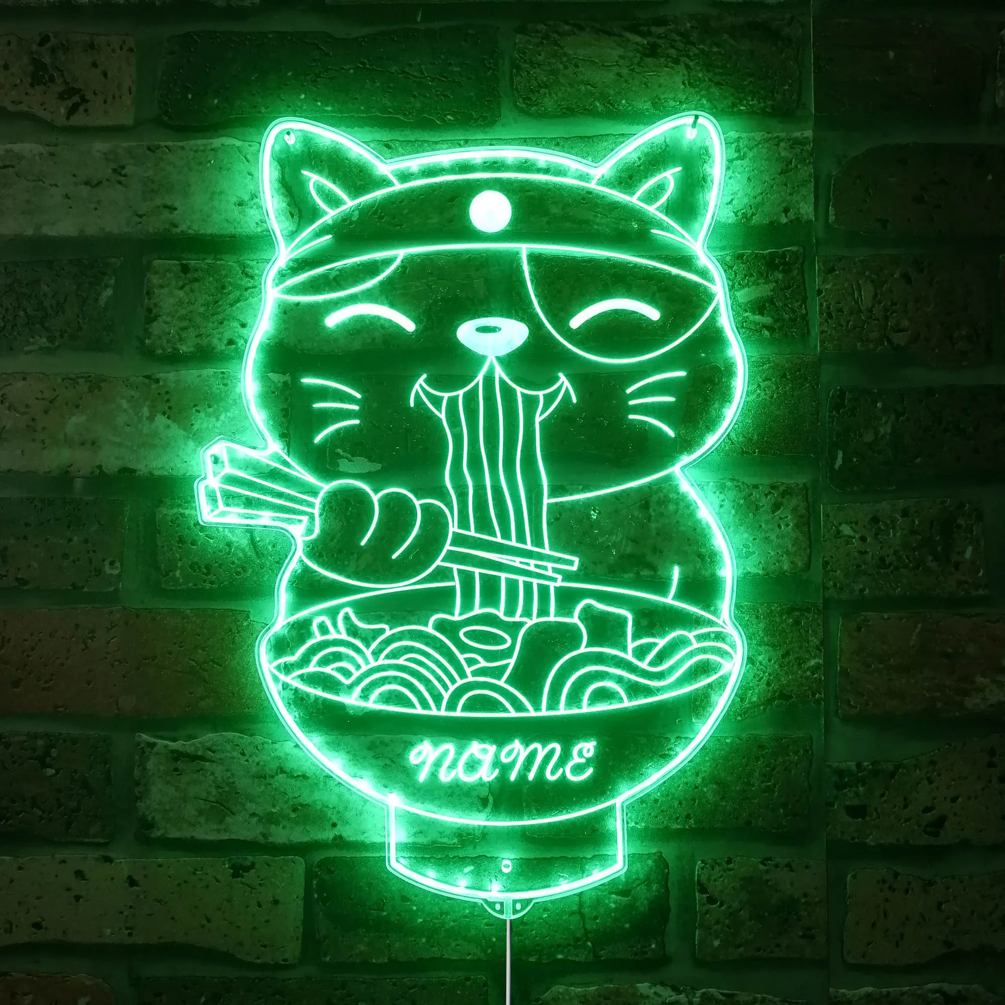 Personalized Japan Ramen Cat Noodle RGB Dynamic Glam LED Sign st06-fnd-p0054-tm