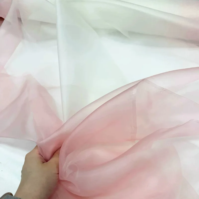100%Mulberry Silk Organza Fabric Dreamy Gradient Lightweight Spring Summer Breathable Dress Handmade DIY Home Craft Material view 3
