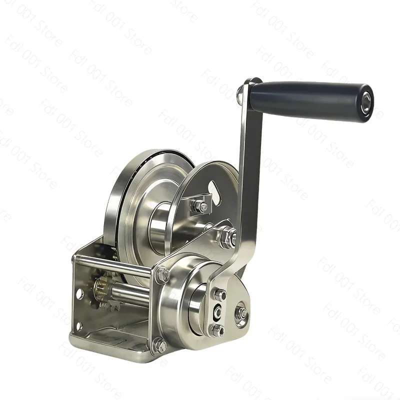 Stainless Steel Self-Locking Manual Hand Crank Winch, Heavy Duty Lifting Hoist Cable Hanger Tool 800LBS