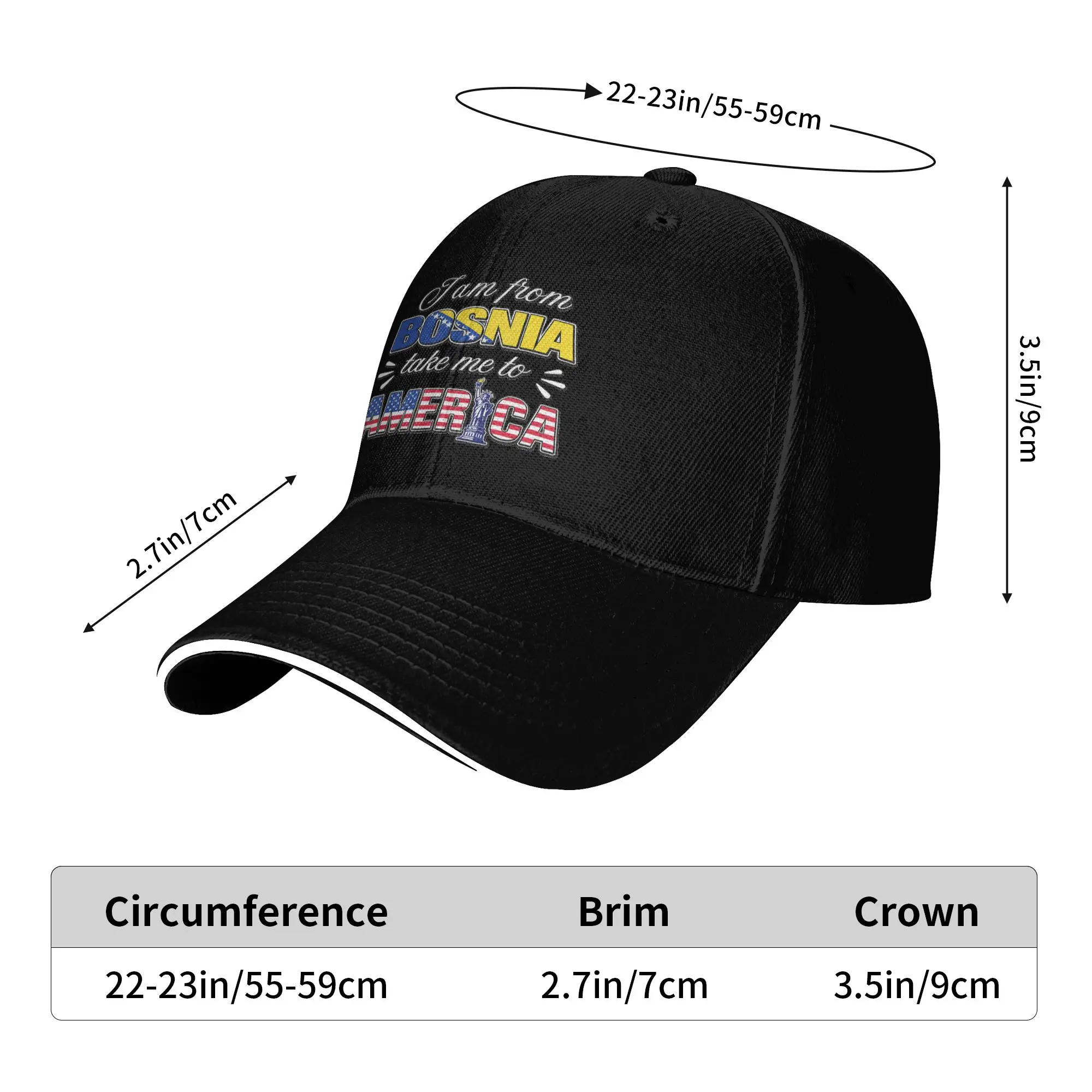 I Am from Bosnia Take Me to America Bosnian  Baseball Cap  Fitted Retro Hat Breathable Design Hiking Fishing  Cap Birthday Gift