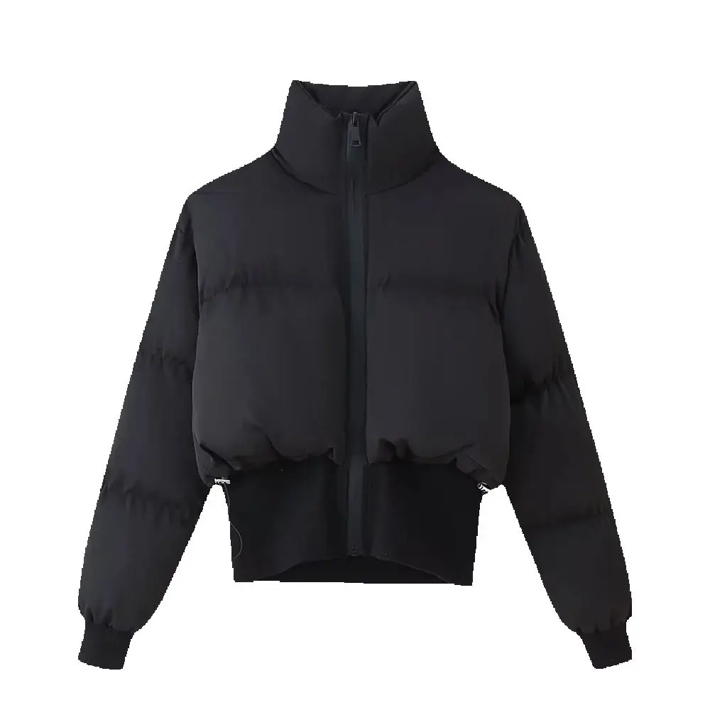 

Европейская и американская одежда, осенняя и зимняя одежда, воротник-стойка, молния, свободная хлопковая куртка, черная куртка