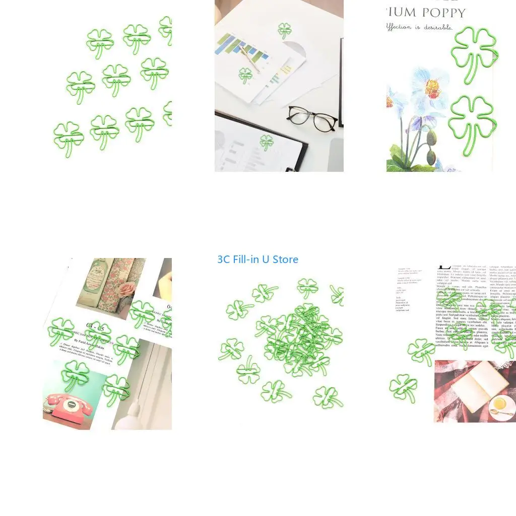 G8TA 100 Pcs Decorative Paper Clips Four Clovers Paper Clip Small Bookmarks