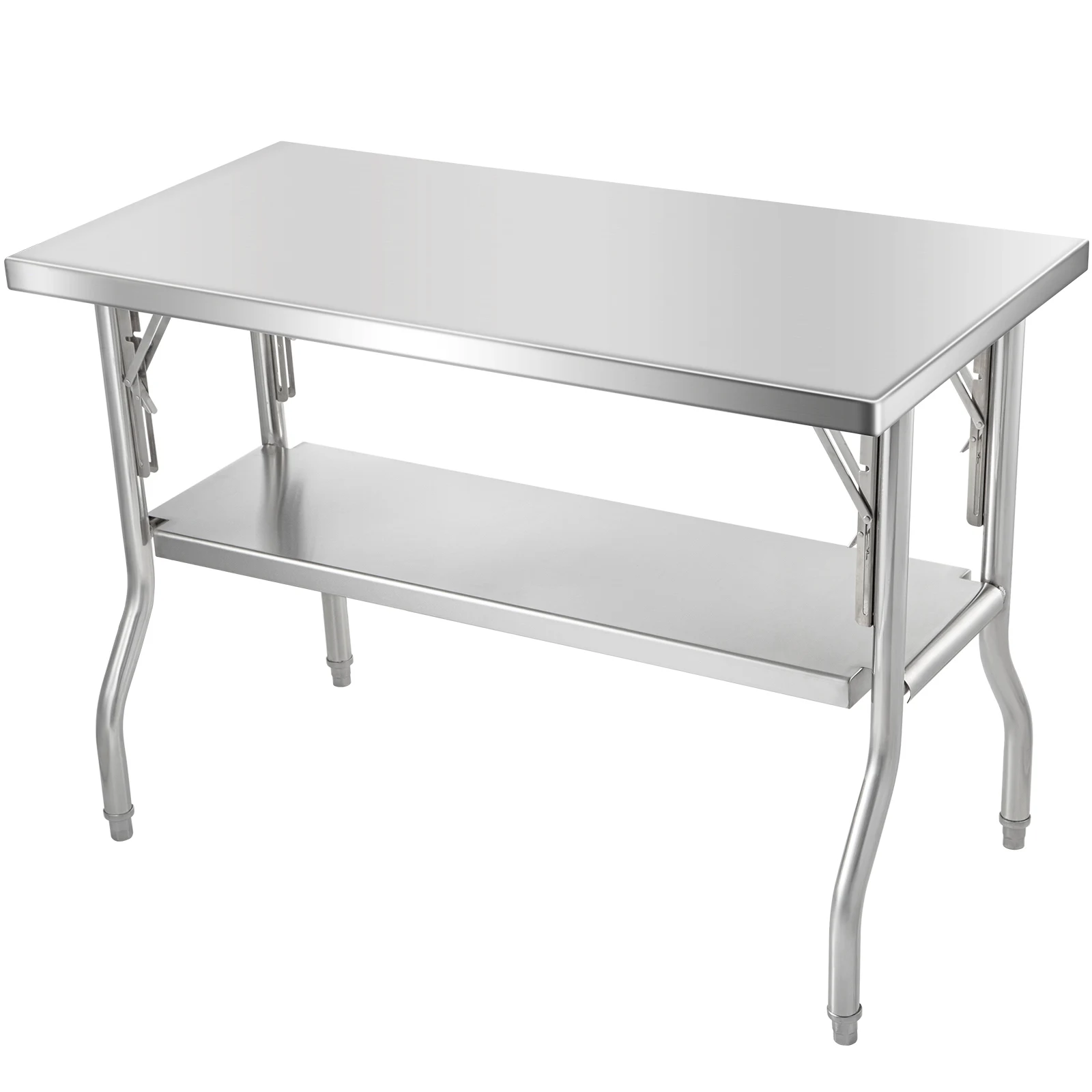 SucceBuy Folding Commercial Prep Table Commercial Worktable Workstation with Undershelf Folding Table for Home Kitchen