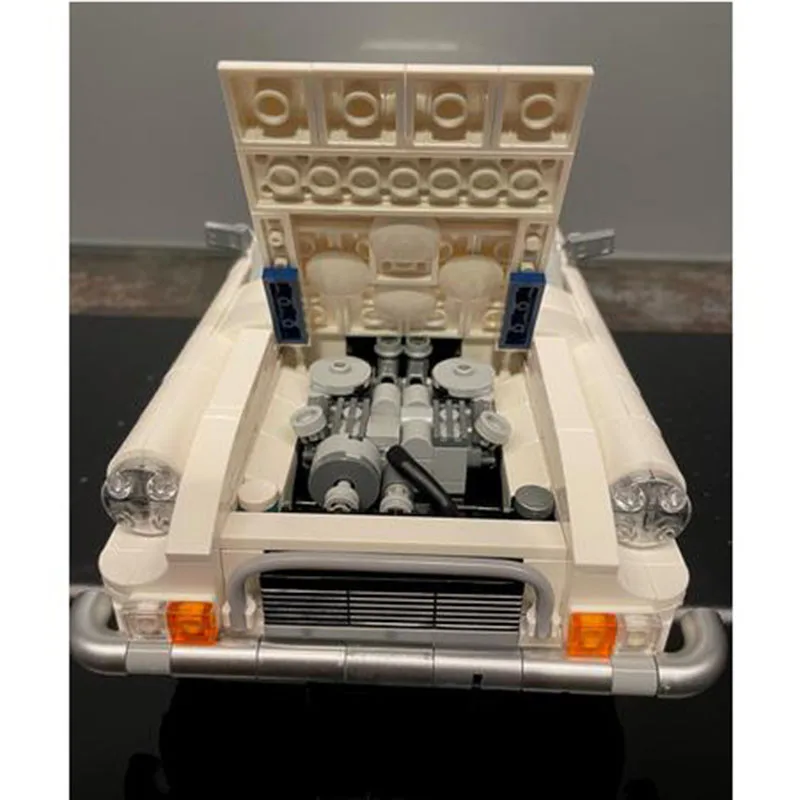 Speed Champions Roadster White With Blue Interior MOC Racing Building Brick Super Racers Great Classic Cars DIY Blocks Toys Gift