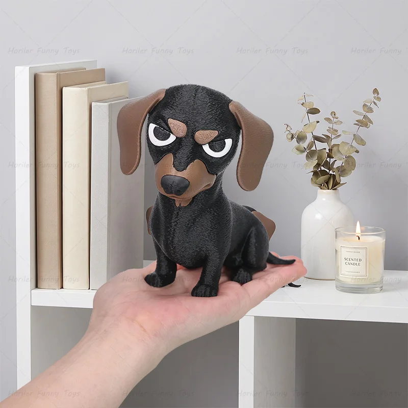 3D Printed Angry Dachshund Dog, 4.6inch Cute Pet Statue for Living Room, Perfect Present for Dog Lovers