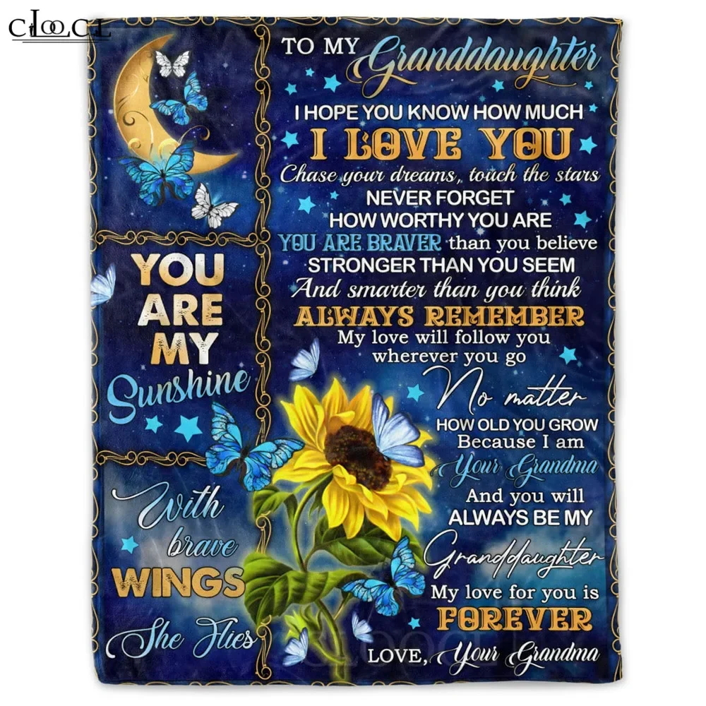 HXTo My Beautiful Daughter Flannel Blankets 3D Graphic Always Remember that You Are Brave Sunflower Blanket Plush Quilts