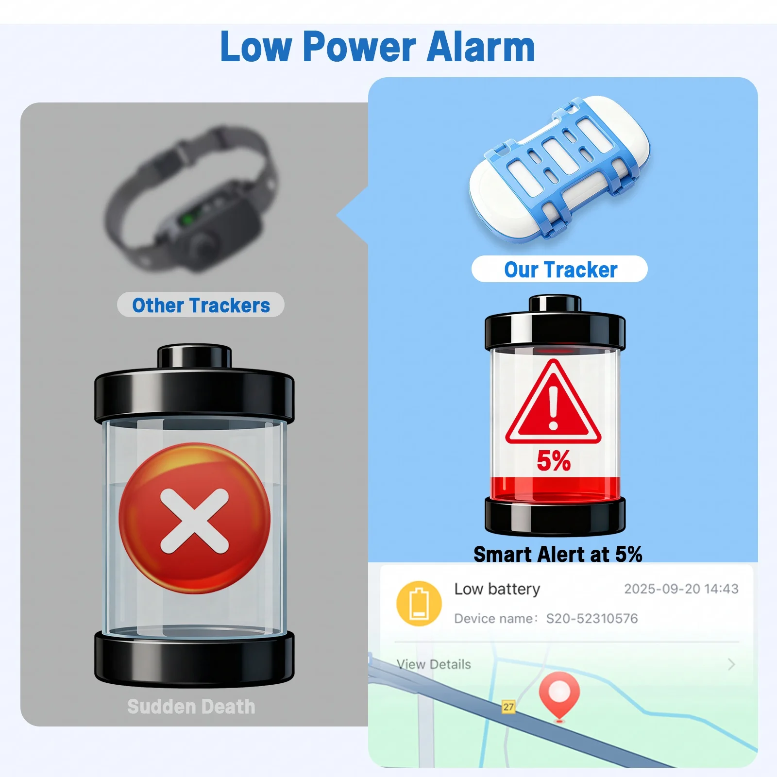 เครื่องติดตาม GPS ป้องกันการสูญหายสำหรับสุนัขขนาดใหญ่ ใช้สำหรับเดินป่ากลางแจ้ง - ระบุตำแหน่งแบบเรียลไทม์ กันน้ำระดับ IP67 พร้อมค่าบริการสมัครสมาชิก