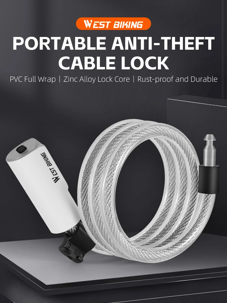 AliExpress West Biking WEST BIKING Portable Bicycle Cable Lock With 2 Keys Waterproof Dustproof Steel Wire Lock MTB Road Bike Scooter Anti-theft Lock