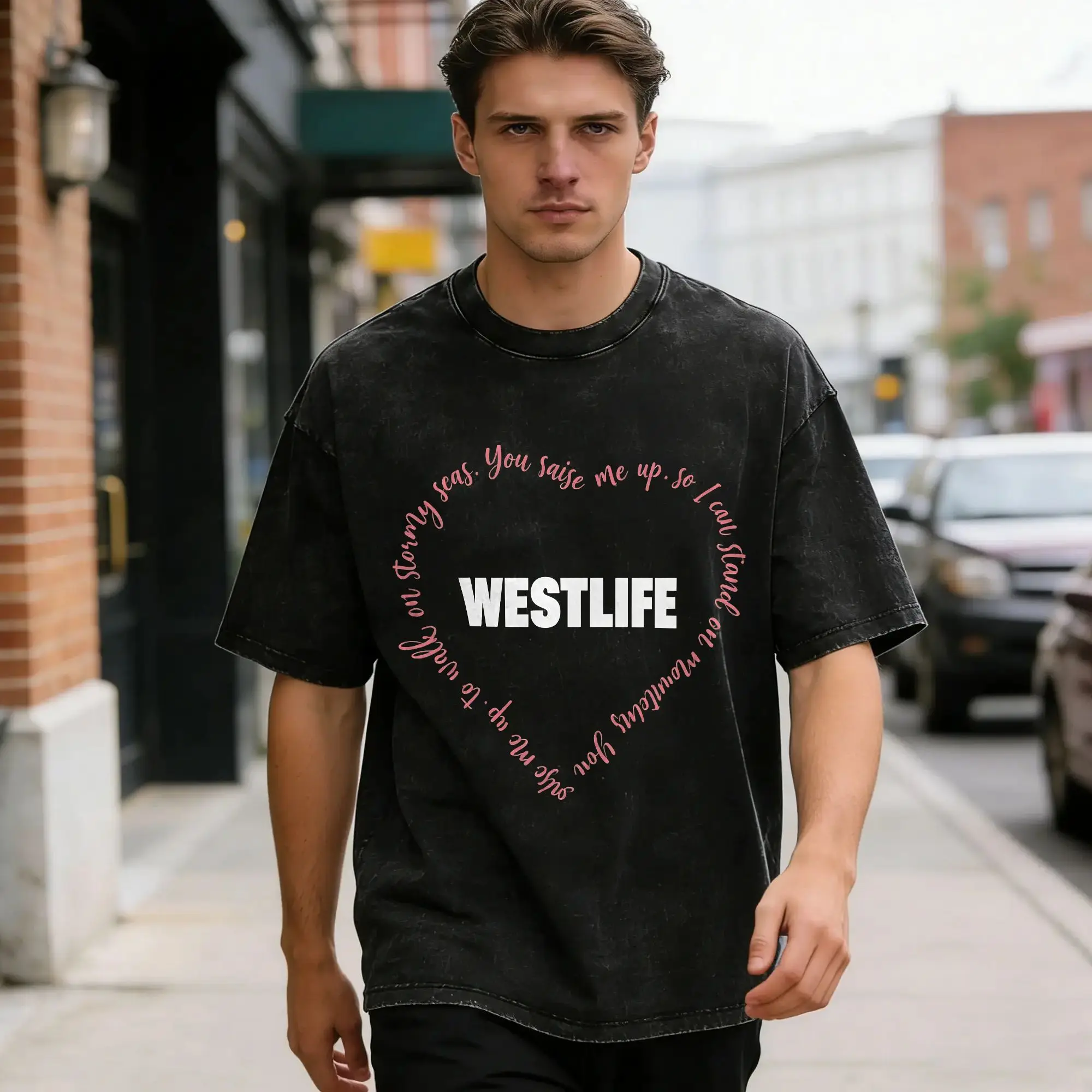 Vintage Westlife 25th Anniversary Tour 2026 T-Shirt for Men Crewneck 100% Cotton Washed T Shirt  Short Sleeve Tee Shirt