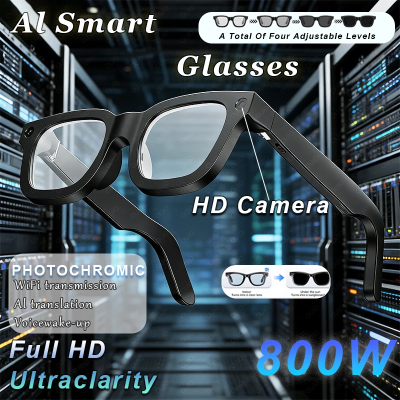 

AI Smart Glasses New AI Recognition 800W HD Camera Wireless Call AI Voice Wake-up IP65 Dustproof and Waterproof AI Smart Glasses