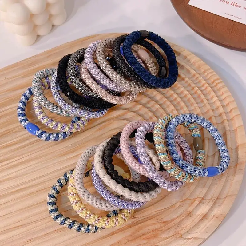 10Pcs Twisted Knitted Rubber Hair Ties Basic Elastic Ponytail Holder Durable Women Hair Band Accessories