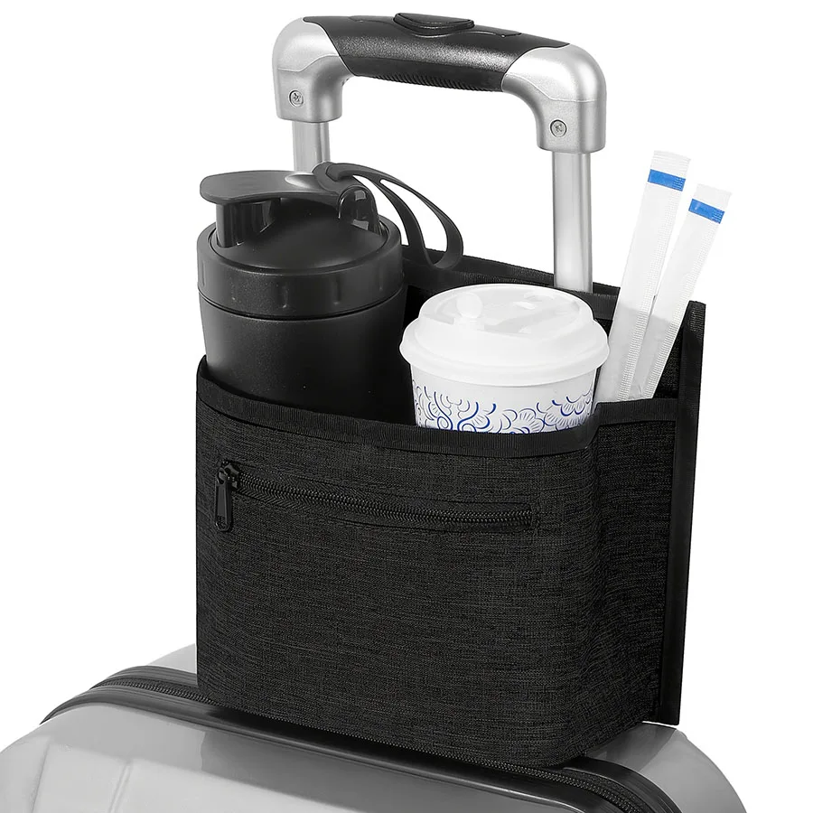 Bolsa de almacenamiento para asa de equipaje, tela Oxford, resistente al desgaste, bolsa colgante para maleta, portavasos portátil, soporte para bebidas, bolsa de viaje