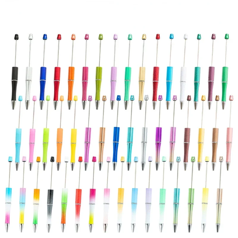 

50 шт., оптовая продажа, металлическая ручка из бисера, пластиковая рекламная подарочная ручка с принтом, вращающаяся шариковая ручка из бисера