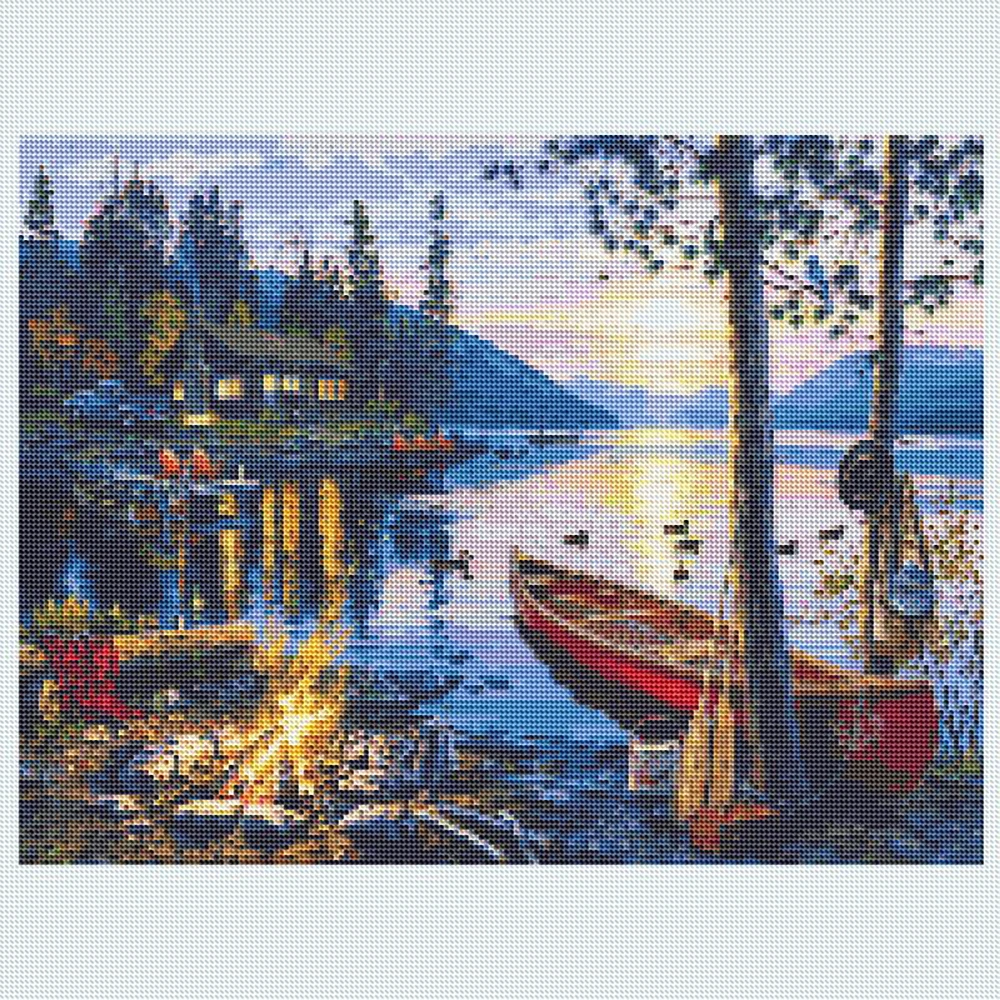 DIY Diamond  Mountain Resort  Full Diamond Embroidery Mosaic Cross Embroidery