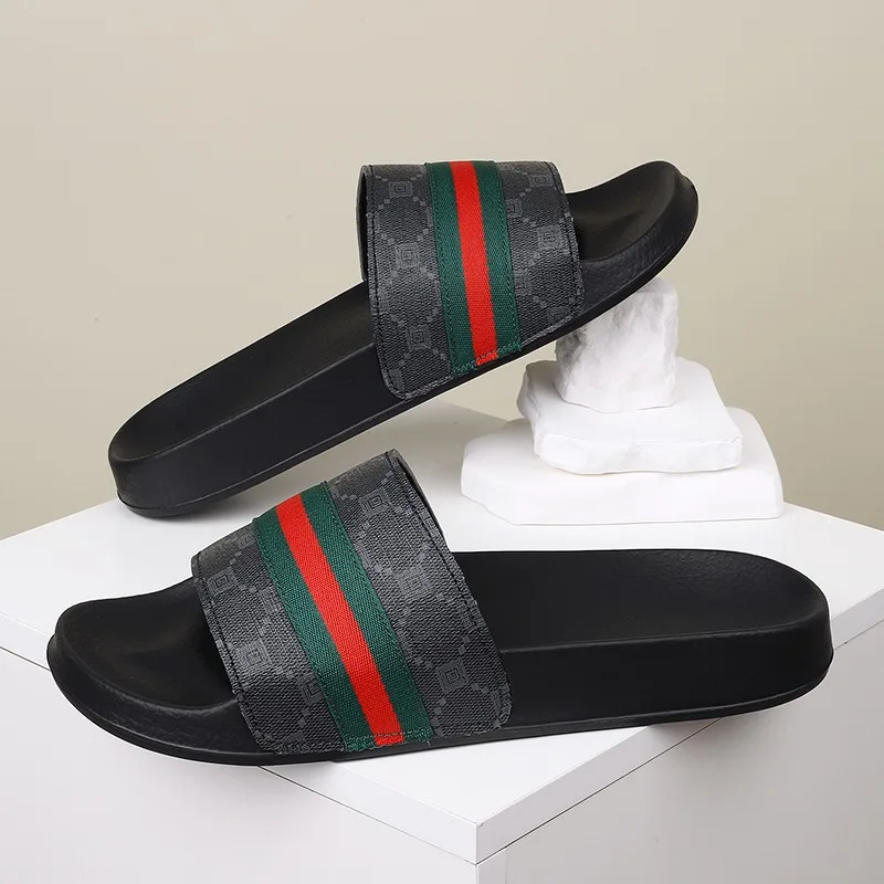 Plus Size Men's One Strap Slides, Fashion Outdoor Wear, Soft Bottom Non Slip Comfortable Casual Slippers