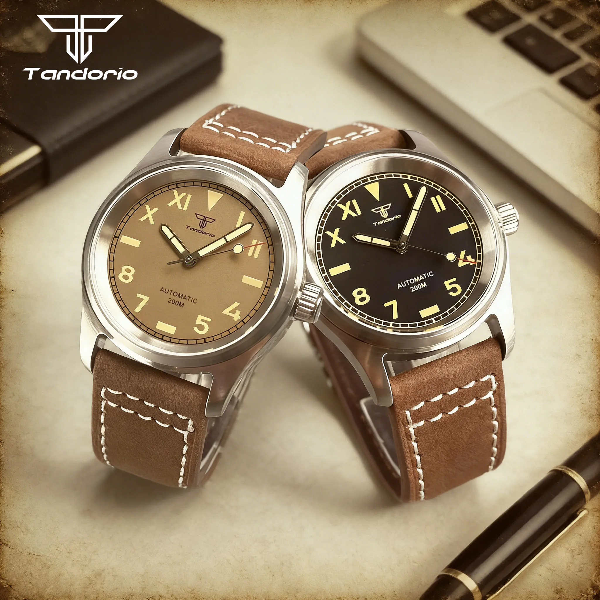 Vintage Mechanical Watch for Men Steel Miyota8215/PT5000 36mm California Wristwatch Gold Roman Numbers Sapphire Glass Luminous