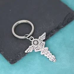 Greek Symbol of Medicine Keychain Hermes Caduceus Key Chains Olympian God in Greek Charm Greek Mythology Jewelry