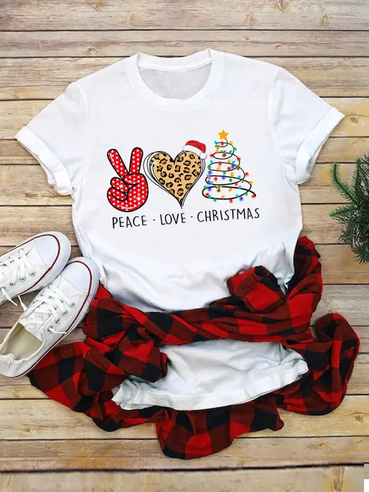 Lettera Sweet Happy Holiday Top vestiti carini maglietta stampata moda capodanno natale Tee abbigliamento donna T-Shirt grafiche