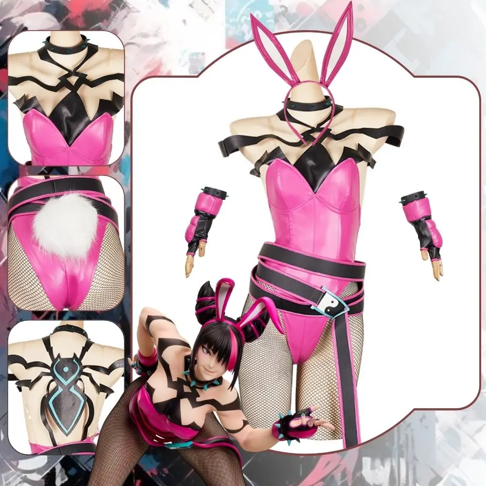 Street Game Fighter 6 Han Juri Cosplay Fantasy Bunny Girls Costume Disguise for Women Jumpsuit Outfits Halloween Carnival Suit