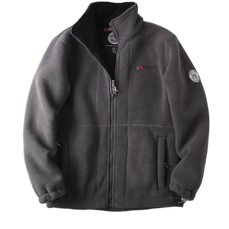 

Sweater Sports Double-sided Coat for Men and Women Same Style Couple Fleece Jacket Warm and Velvet Thickening Versatile Cardigan