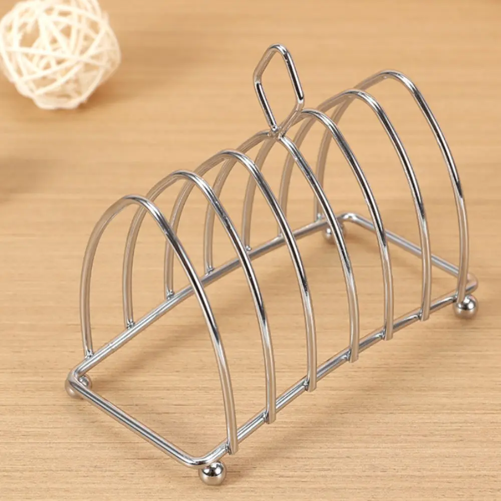 Stainless Steel Toast Bread Rack 6-Slices Display Space Saving Bread Holder Multi-functional Food Display Bread Cooling Rack
