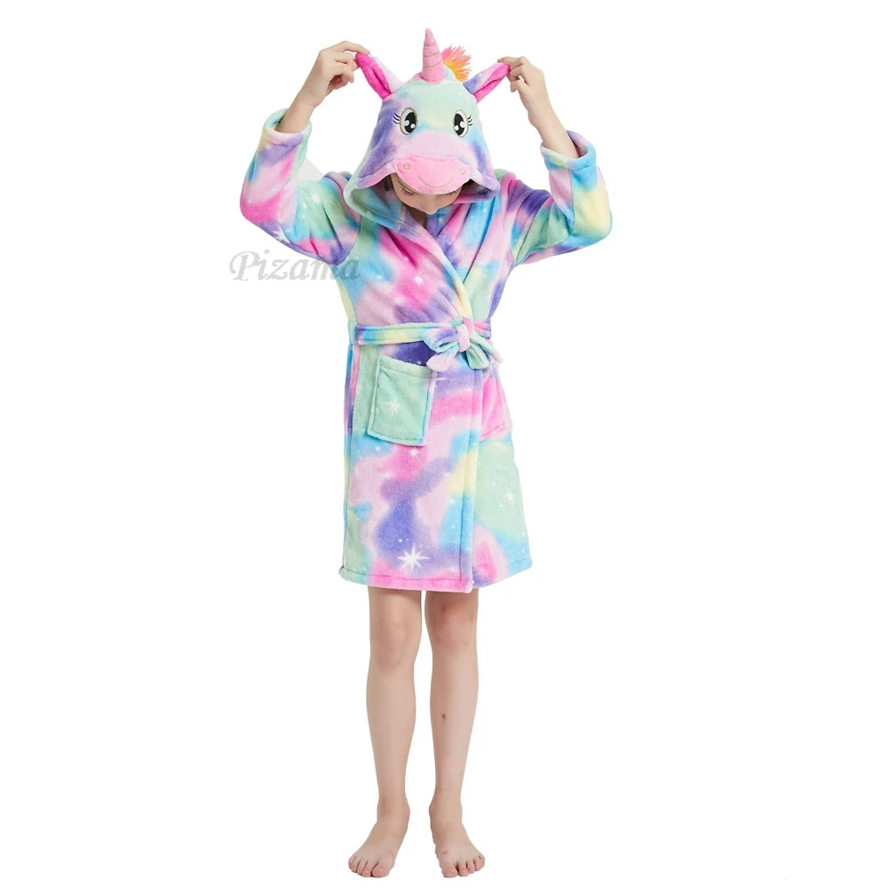 رداء حمام من الفانيلا للأطفال ، ملابس نوم ناعمة ، فتيات ، بيجامات أولاد ، ملابس منزلية مريحة للأطفال ، ملابس منزلية كرتونية ، خريف ، شتاء ، 2-12 سنة #3
