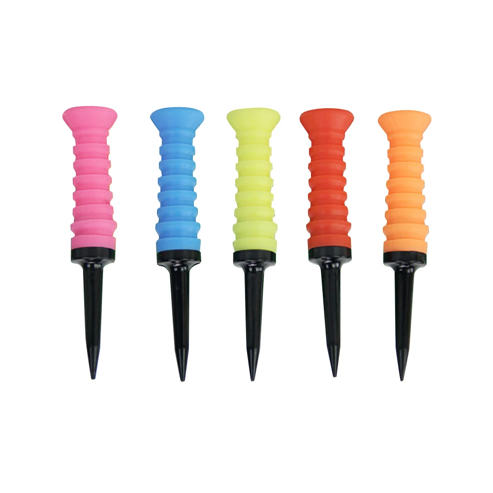 

5pcs Golf Tees Plastic Training Tee For Outdoor Sports Lightweight Durable Bright Color Stable Grip Equipment Accessory