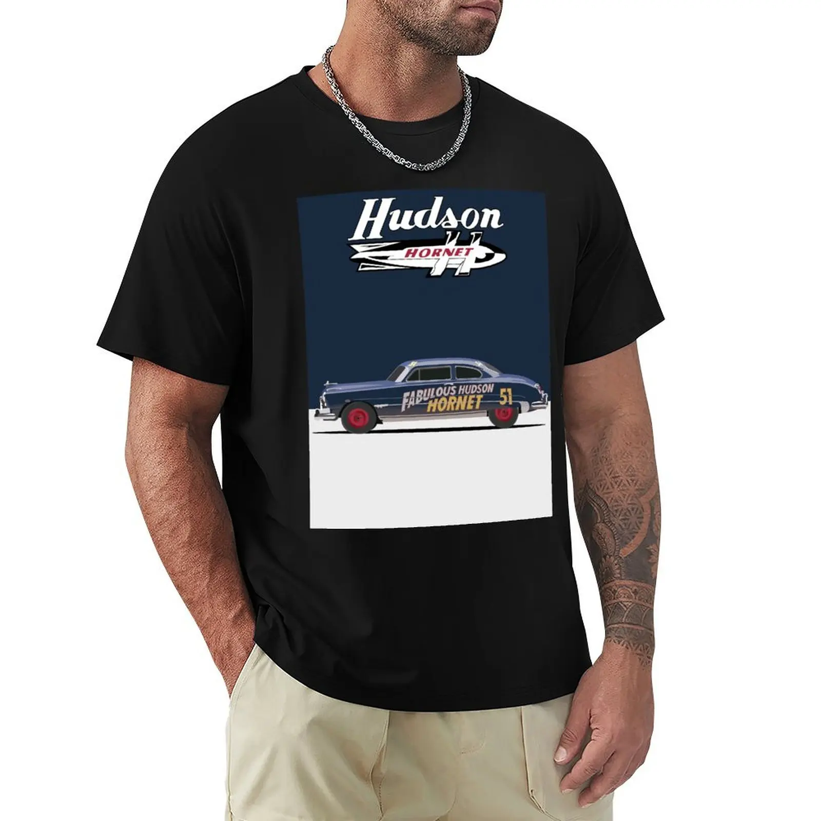 

Hudson Hornet Illustration T-Shirt basketball graphic tees cotton man t-shirts anime stuff custom t-shirts Men's clothing