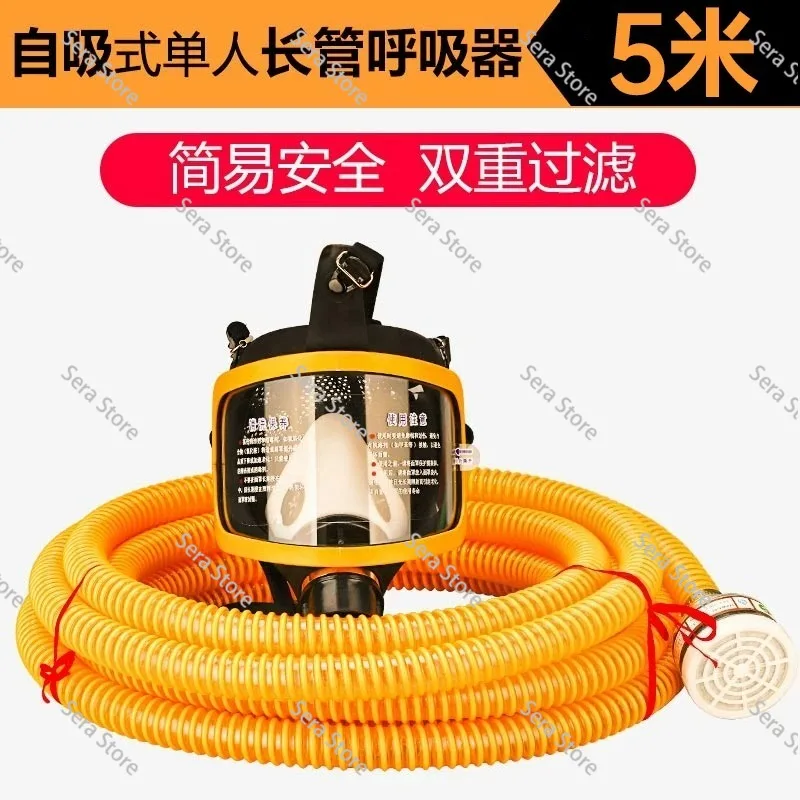 Powered Air Respirator with Long Hose Self Priming Mask Explosion Proof for Confined Space Double Person