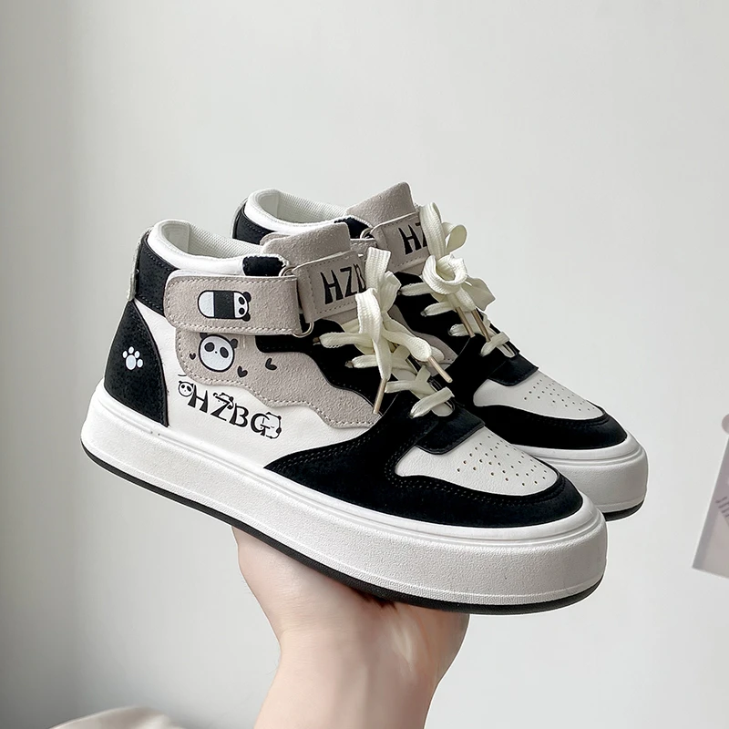 

Autumn Winter High Top Sneakers Women Panda Sneakers for Teenage Girls Cute Womens Sports Shoes Kawaii Luxury Trend Ladies Shoes