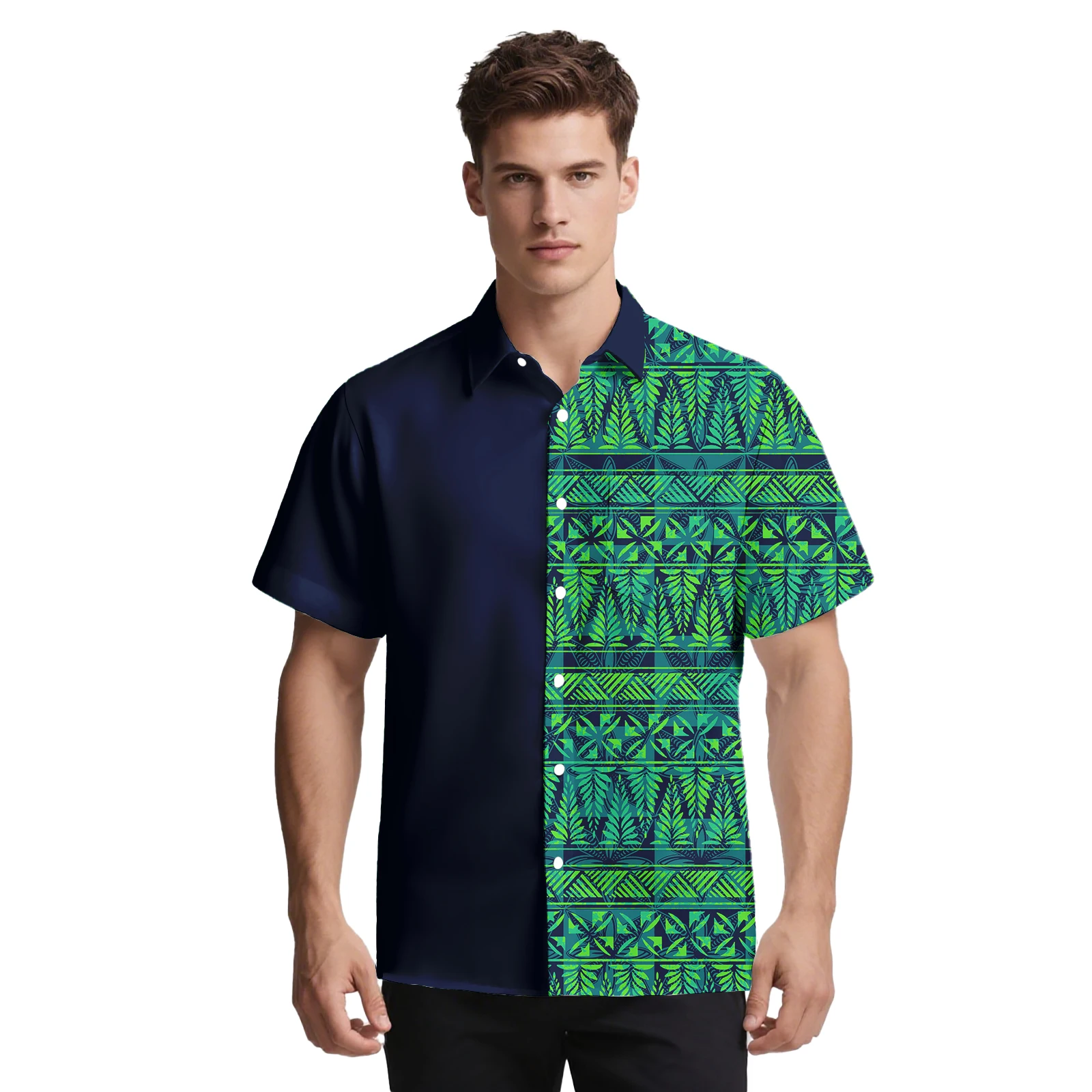 ساموا القبلية نمط شعار مخصص الملابس تابا العرقية تصميم مريح الرجال قميص البولينيزية زر قميص هاواي ألوها الرجال قميص #4