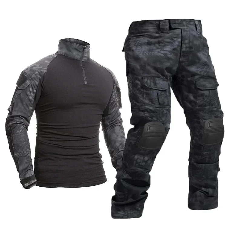 Tute tattiche softair da esterno Uniforme da paintball Abbigliamento da lavoro Abbigliamento Camicie da combattimento Pantaloni cargo mimetici antivento Abbigliamento da caccia per uomo