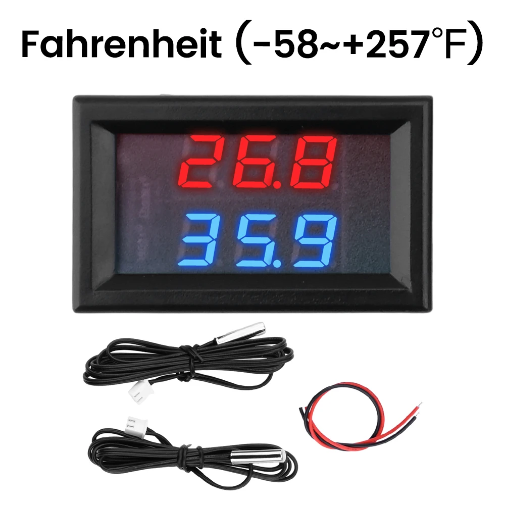 DC 5-80V LED doppio Display termometro digitale scheda termometro NTC sonda impermeabile in metallo sensore di temperatura alta precisione