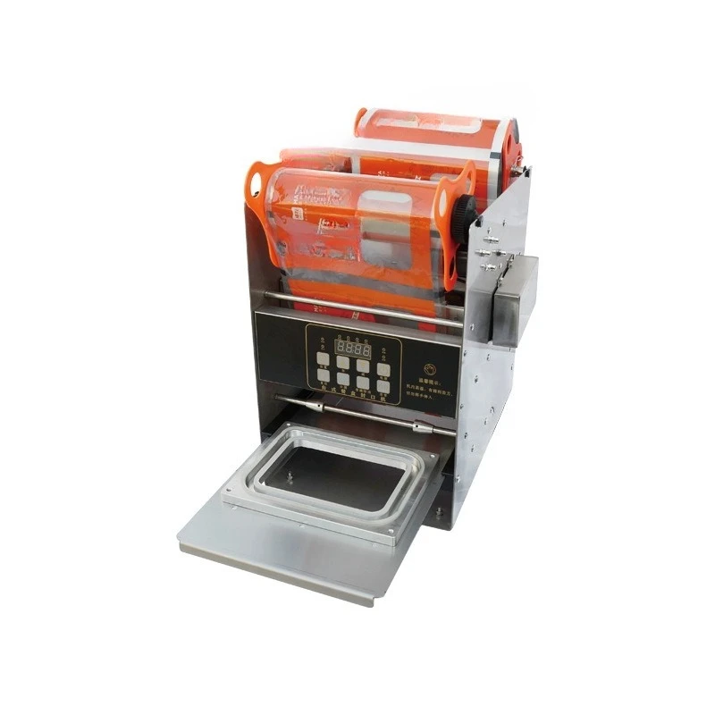 

Automatic cooked food preservation and sealing machine, fresh takeaway packaging + fast food box continuous sealing machine