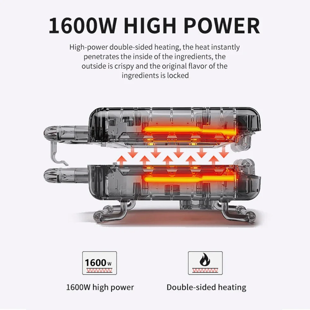 صانع الوافل، صانع خبز بشريحتين، حديد مطلي غير لاصق، تسخين سريع، مناسب للأطفال والإفطار العائلي