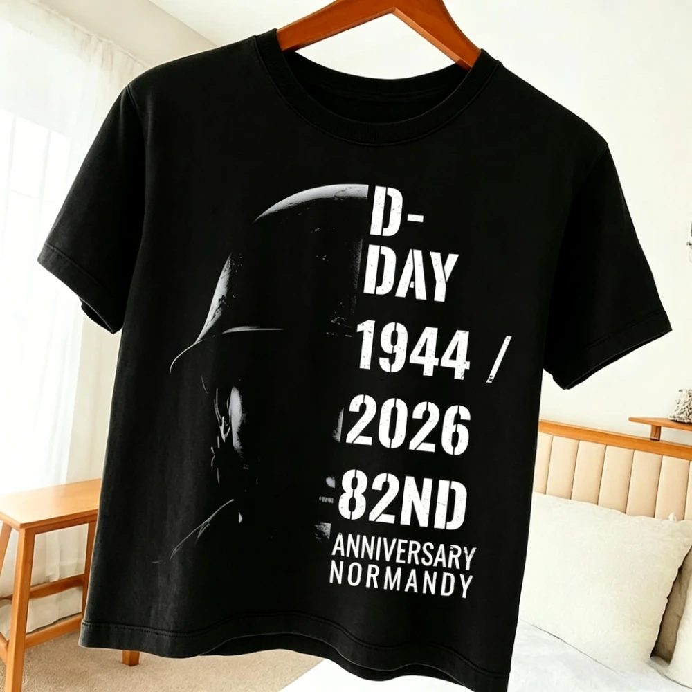D-Day 82nd Anniversary Tshirt Normandy Veteran Remembrance Shirt Military History T-Shirt Men Crewneck Cotton Short Sleeve