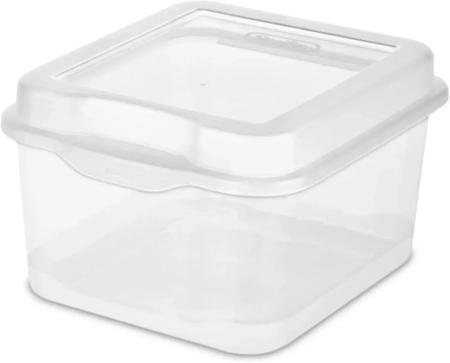 48-Pack Square Small FlipTop, Clear Plastic Storage Box with Hinged Lid - Stackable Multipurpose Organizer for Art and Craft Sup