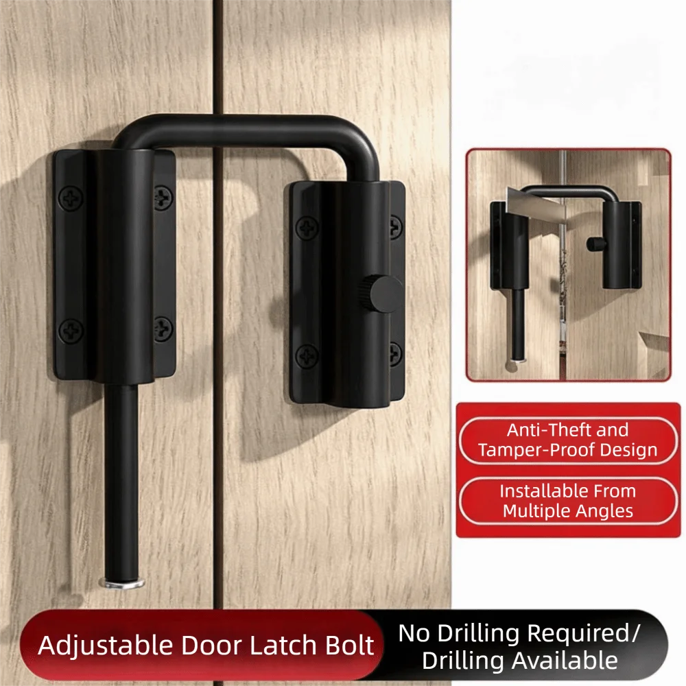 Universal Aluminum Alloy Door Latch Lock Non Perforated Anti-Theft Gate Latch Anti Unisex 90/180 Degree Door Bolts Fences