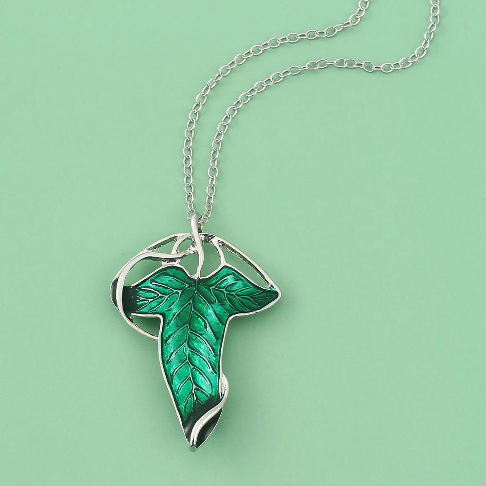 Arwen Evenstar Green Leaf Pendant Necklace for Women Elf Princess Jewelry Gift Movie the Lord of the Rings Twilight Star Design