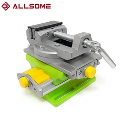 ALLSOME Mesa de base giratoria de tornillo de banco de precisión de perforación de fresado 2 en 1 Mesa de trabajo compuesta de aleación de aluminio