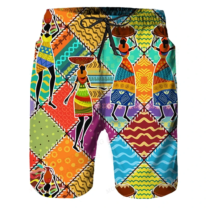 New African Men Beach Shorts Summer Swimwear Shorts Men Surfing Board Shorts Quick Dry Casual Sportwear Swimming Trunks Boy